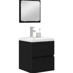 vidaXL Badkamermeubelset 2 st Zwarte Eik en Wit 42 x 39 x 45 cm