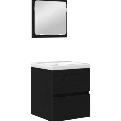 vidaXL Badkamermeubelset 2 st Zwarte Eik en Wit 42 x 39 x 45 cm
