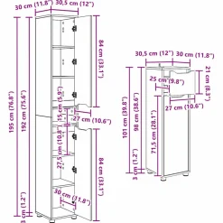 vidaXL Badkamermeubelset 4 st Grijs Sonoma 30,5 x 30 x 195 cm