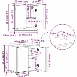 vidaXL Badkamermeubelset 4 st Grijs Sonoma 30,5 x 30 x 195 cm
