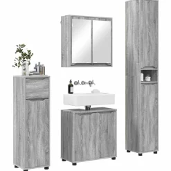 vidaXL Badkamermeubelset 4 st Grijs Sonoma 30,5 x 30 x 195 cm