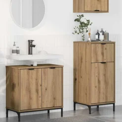 vidaXL Badkamermeubelset 2 st Artisan Eiken Geperst Hout en Metaal