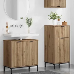 vidaXL Badkamermeubelset 2 st Artisan Eiken Geperst Hout en Metaal