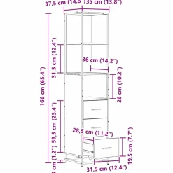 vidaXL Badkamermeubelset Zwart Eiken 35 x 37,5 x 166 cm Bewerkt hout