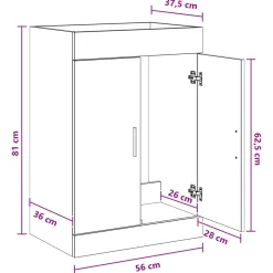 vidaXL Badkamer Onder Wasbak Kast Sonoma Eiken 56 x 37,5 x 81 cm