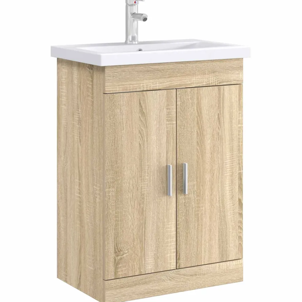 vidaXL Badkamer Onder Wasbak Kast Sonoma Eiken 56 x 37,5 x 81 cm