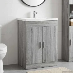 vidaXL Badkamer Onder Wasbak Kast Grijs Sonoma 56 x 37,5 x 81 cm