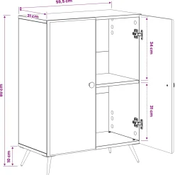 vidaXL Badkamer Opbergkast BREDA Zwart 59,5 x 31 x 80 cm Bewerkt hout