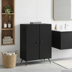 vidaXL Badkamer Opbergkast BREDA Zwart 59,5 x 31 x 80 cm Bewerkt hout