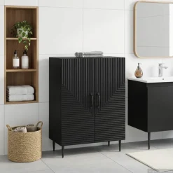 vidaXL Badkamer Opbergkast HAARLEM Zwart 59,5 x 31 x 80 cm