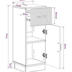 vidaXL Badkamer Opbergkast HOORN Zwart 30 x 31 x 77 cm Bewerkt hout