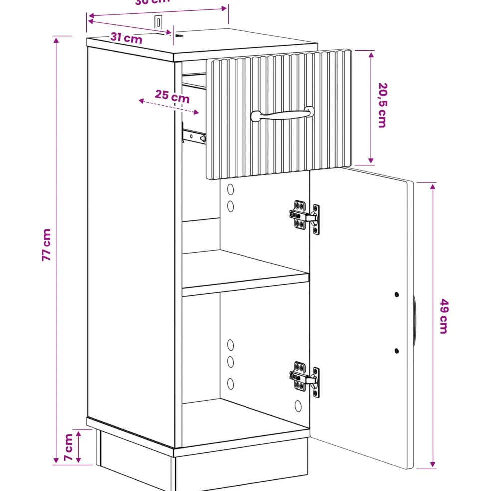 vidaXL Badkamer Opbergkast HOORN Zwart 30 x 31 x 77 cm Bewerkt hout