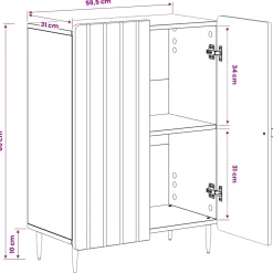 vidaXL Badkamer Opbergkast ZWOLLE Artisanaal eiken 59,5 x 31 x 79,5 cm