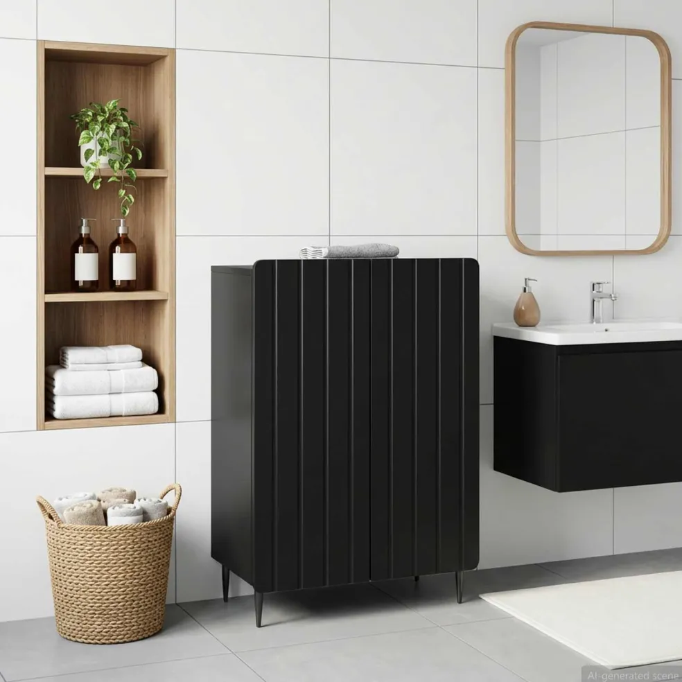 vidaXL Badkamer Opbergkast ZWOLLE Zwart 59,5 x 31 x 79,5 cm