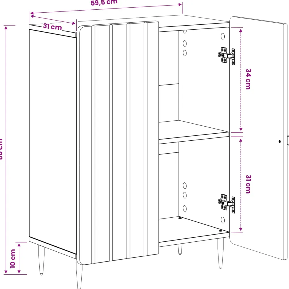 vidaXL Badkamer Opbergkast ZWOLLE Zwart 59,5 x 31 x 79,5 cm
