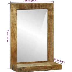 vidaXL Badkamer Spiegel Bruin 50 x 22 x 70 cm Massief Mango Hout