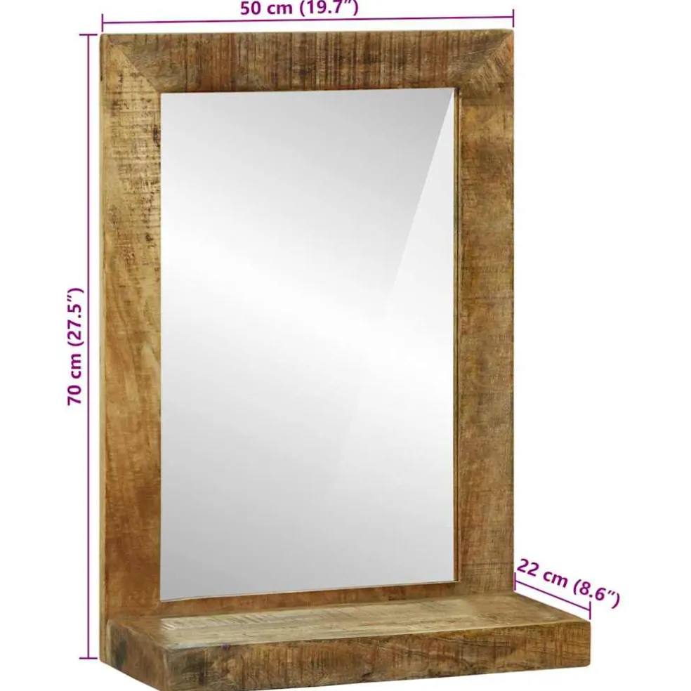vidaXL Badkamer Spiegel Bruin 50 x 22 x 70 cm Massief Mango Hout
