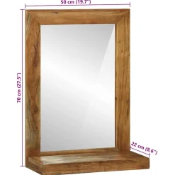vidaXL Badkamer Spiegel Bruin 50 x 22 x 70 cm Massief Acaciahout