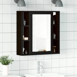 vidaXL Badkamerspiegelkast zwart eiken 60x16x60 cm bewerkt hout