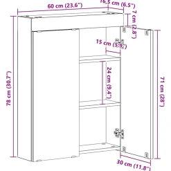 vidaXL Badkamer spiegelkast TULUM Beton Grijs 60 x 16,5 x 78 cm
