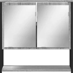 vidaXL Badkamerspiegelkast 60x16x60 cm bewerkt hout grijs sonoma eiken