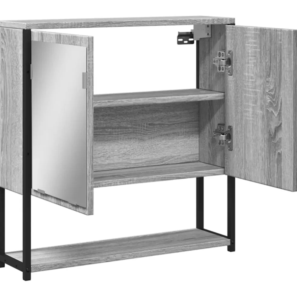 vidaXL Badkamerspiegelkast 60x16x60 cm bewerkt hout grijs sonoma eiken