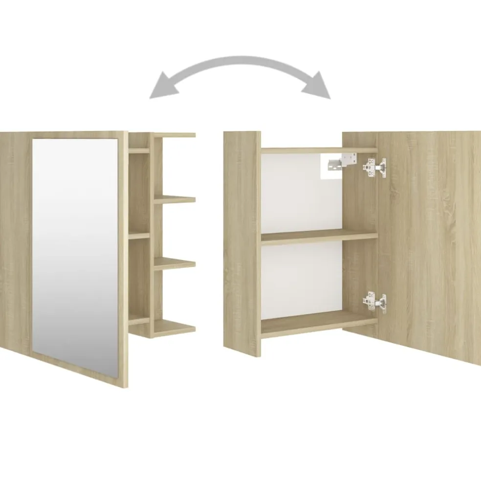 vidaXL Badkamerspiegelkast 62,5x20,5x64 cm bewerkt hout sonoma eiken