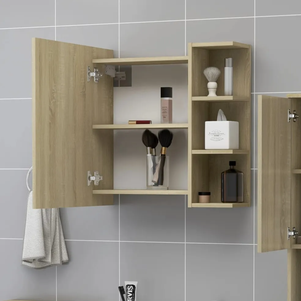 vidaXL Badkamerspiegelkast 62,5x20,5x64 cm bewerkt hout sonoma eiken