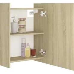 vidaXL Badkamerspiegelkast 62,5x20,5x64 cm bewerkt hout sonoma eiken