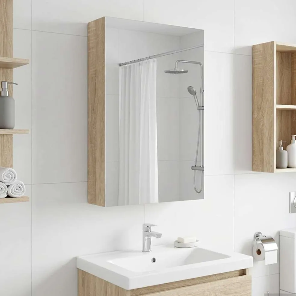 vidaXL Badkamer spiegelkast Sonoma Eiken 30 x 10,5 x 50 cm