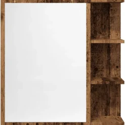 vidaXL Badkamerspiegelkast 62,5x20,5x64cm bewerkt hout oud houtkleurig