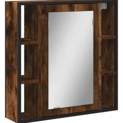 vidaXL Badkamerspiegelkast 60x16x60 cm bewerkt hout gerookt eikenkleur
