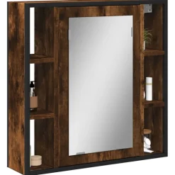 vidaXL Badkamerspiegelkast 60x16x60 cm bewerkt hout gerookt eikenkleur