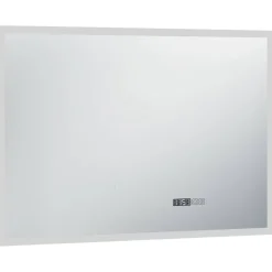 vidaXL Badkamerspiegel LED met aanraaksensor en tijdweergave 100x60 cm