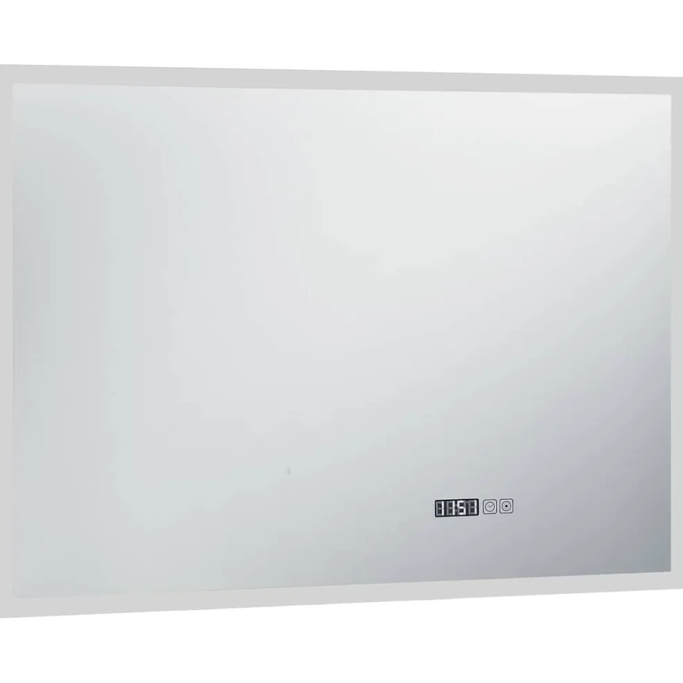 vidaXL Badkamerspiegel LED met aanraaksensor en tijdweergave 100x60 cm