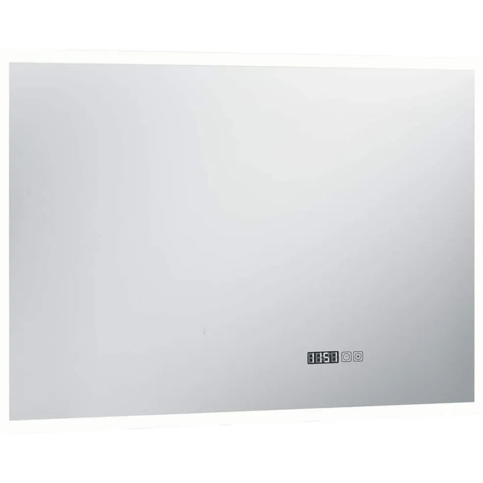 vidaXL Badkamerspiegel LED met aanraaksensor en tijdweergave 100x60 cm