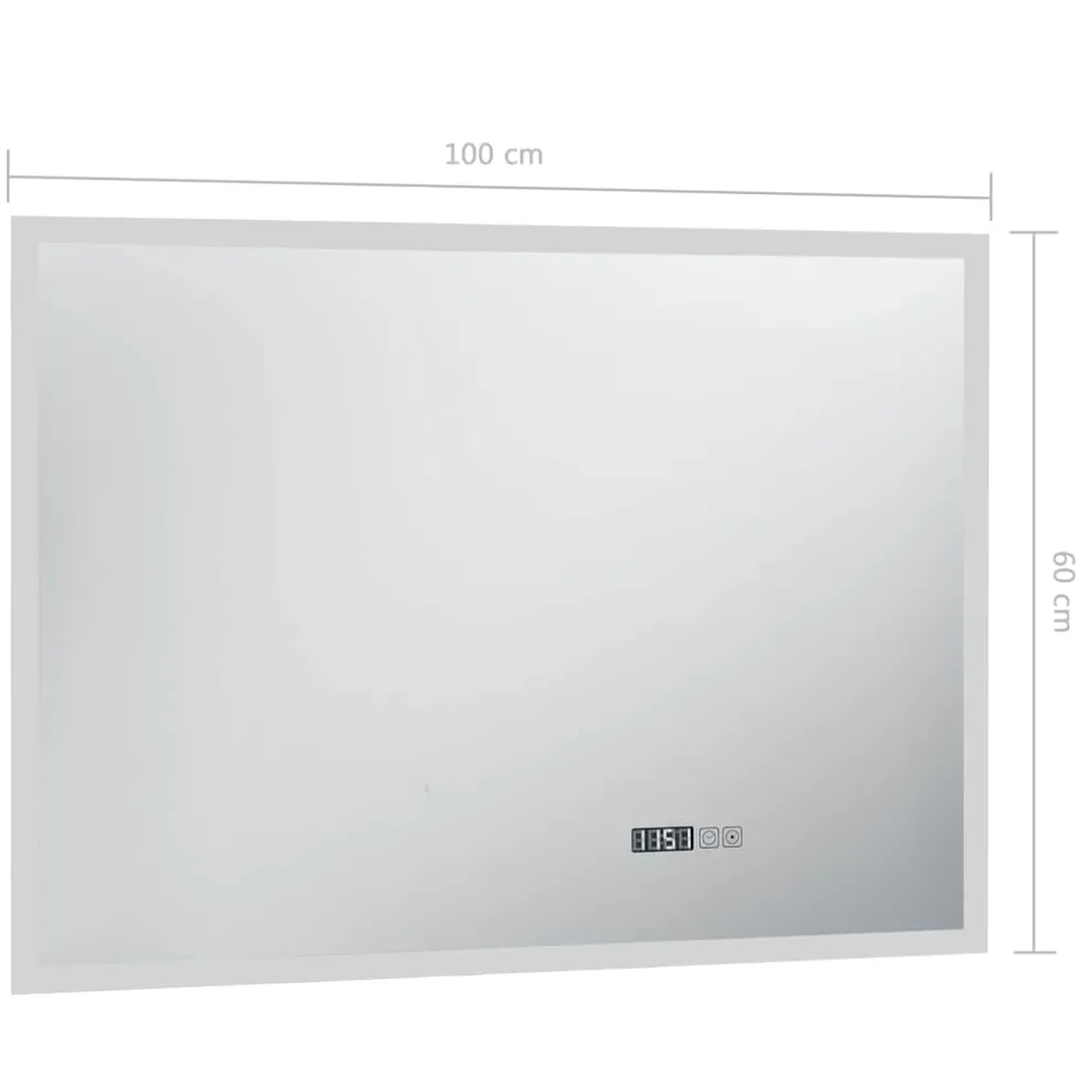 vidaXL Badkamerspiegel LED met aanraaksensor en tijdweergave 100x60 cm