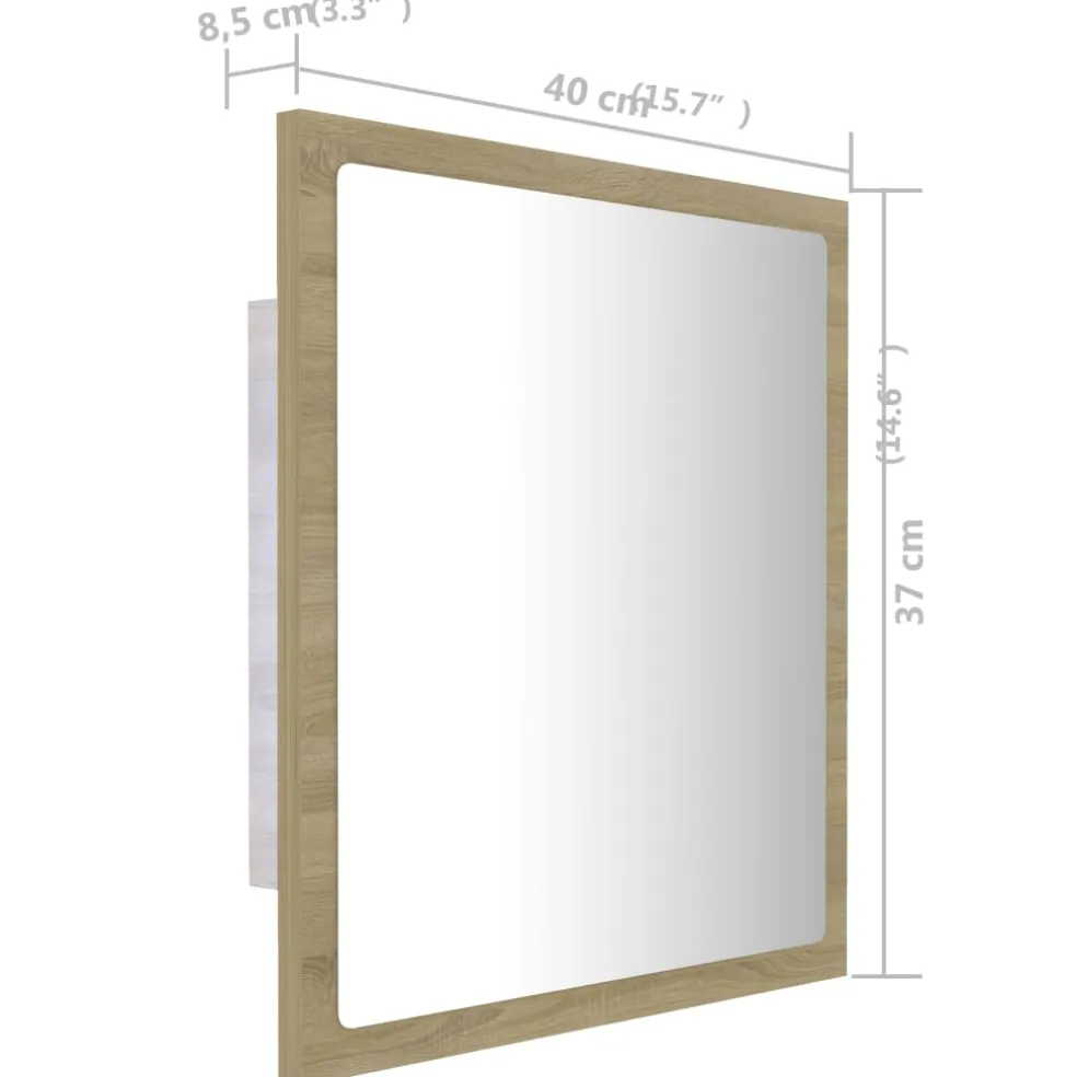 vidaXL Badkamerspiegel LED 40x8,5x37 cm acryl sonoma eikenkleurig