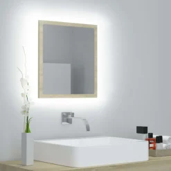 vidaXL Badkamerspiegel LED 40x8,5x37 cm acryl sonoma eikenkleurig