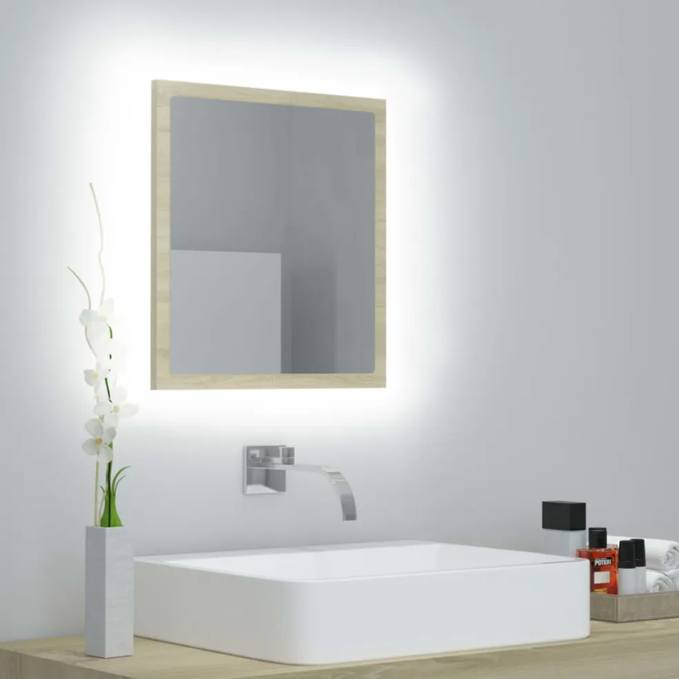 vidaXL Badkamerspiegel LED 40x8,5x37 cm acryl sonoma eikenkleurig