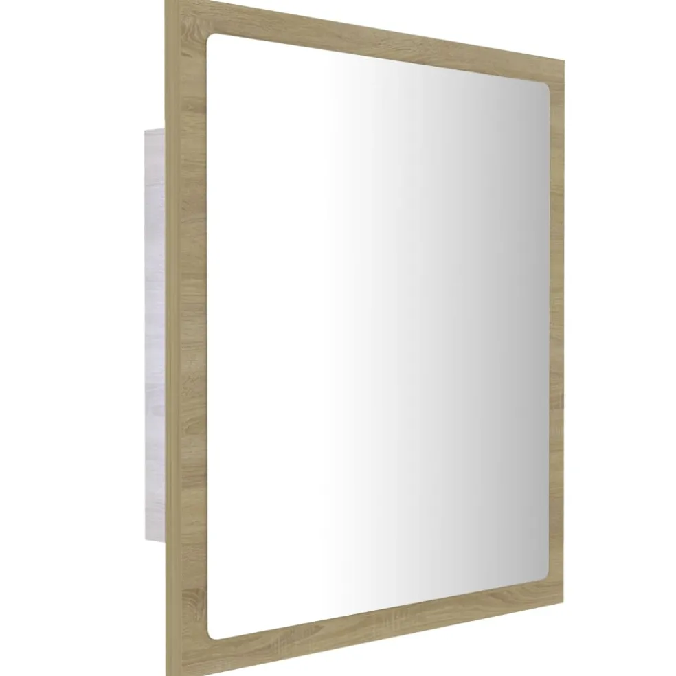 vidaXL Badkamerspiegel LED 40x8,5x37 cm acryl sonoma eikenkleurig