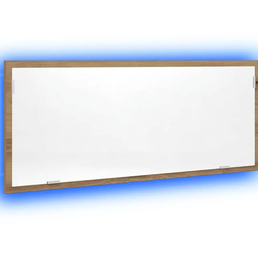 vidaXL Badkamerspiegel LED 100x8,5x37 cm bewerkt hout artisanaal eiken