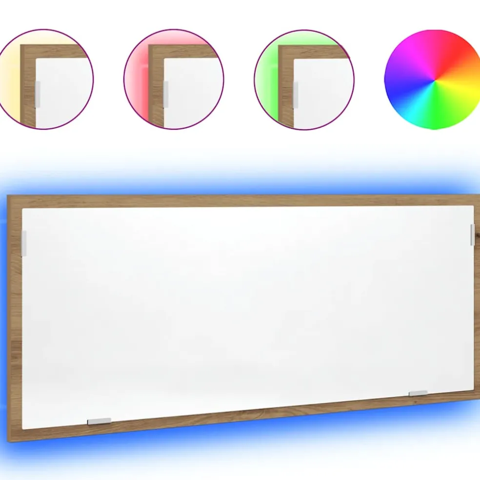 vidaXL Badkamerspiegel LED 100x8,5x37 cm bewerkt hout artisanaal eiken