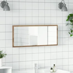 vidaXL Badkamerspiegel LED 100x8,5x37 cm bewerkt hout artisanaal eiken