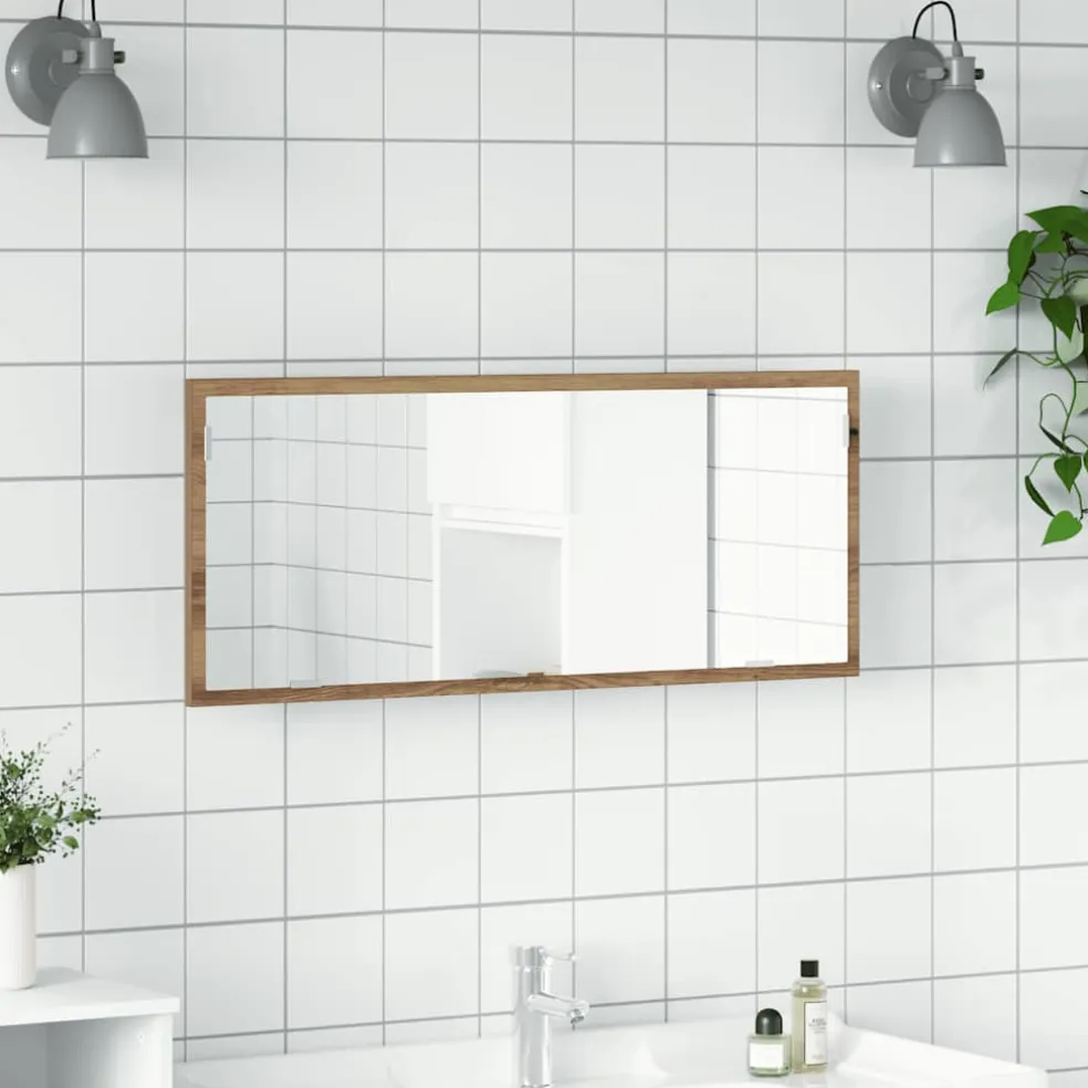 vidaXL Badkamerspiegel LED 100x8,5x37 cm bewerkt hout artisanaal eiken