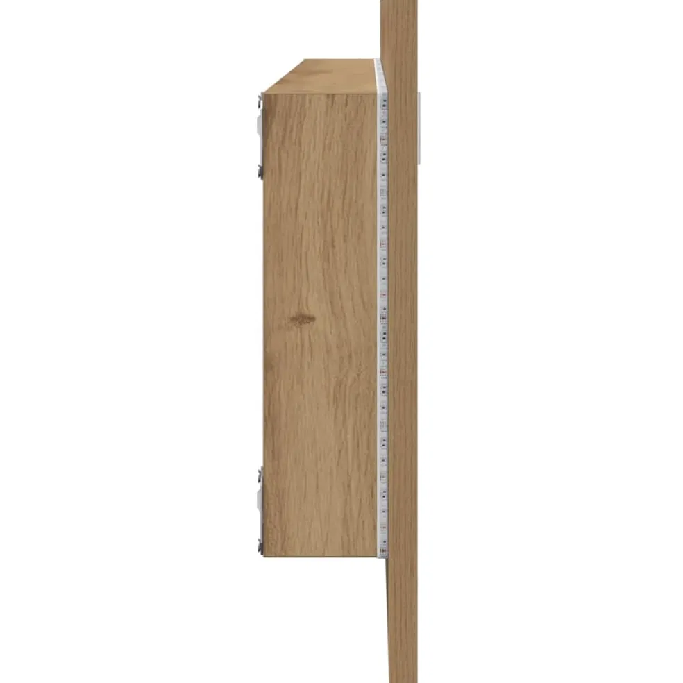 vidaXL Badkamerspiegel LED 100x8,5x37 cm bewerkt hout artisanaal eiken