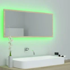 vidaXL Badkamerspiegel LED 100x8,5x37 cm acryl sonoma eikenkleurig