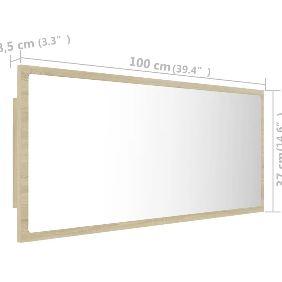 vidaXL Badkamerspiegel LED 100x8,5x37 cm acryl sonoma eikenkleurig