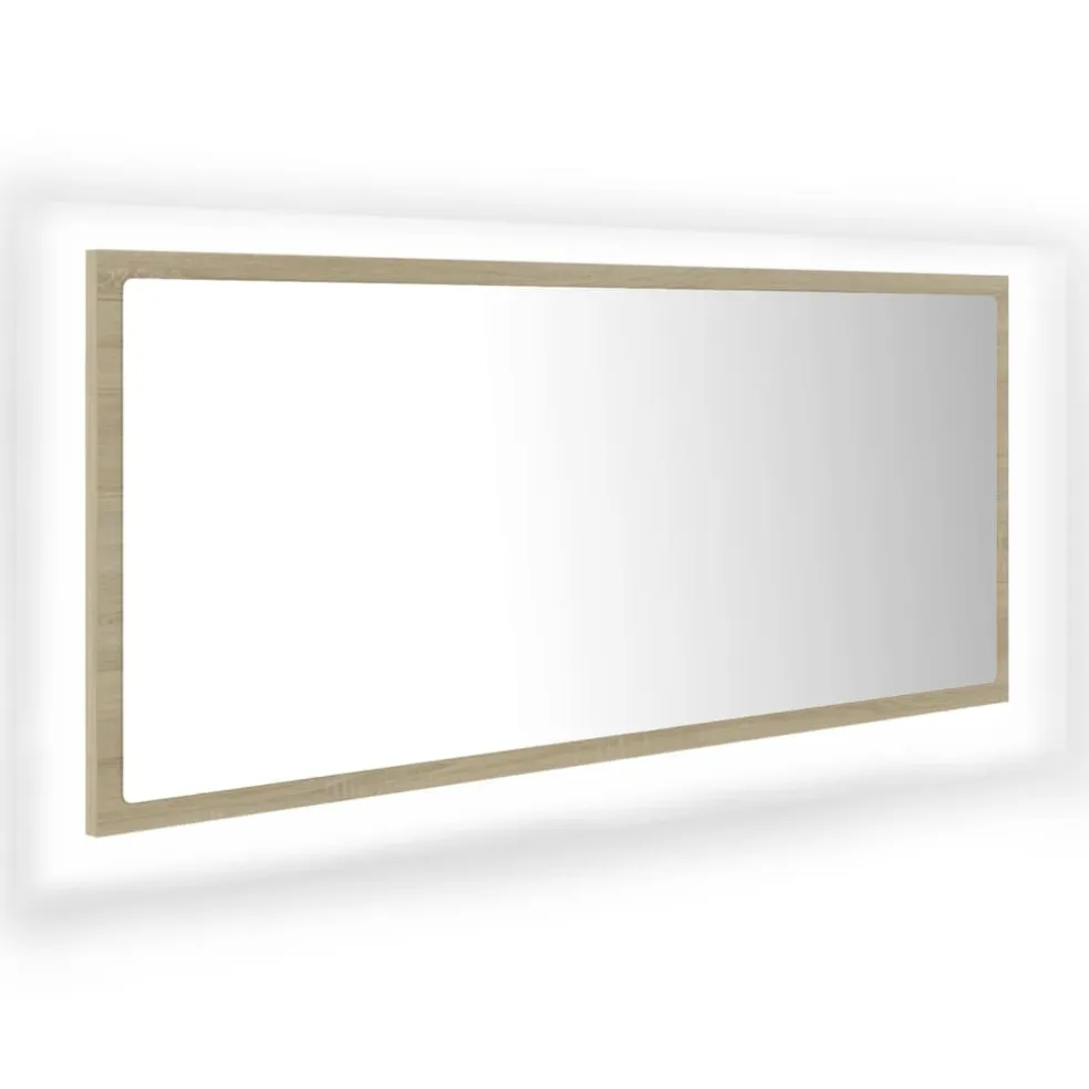 vidaXL Badkamerspiegel LED 100x8,5x37 cm acryl sonoma eikenkleurig