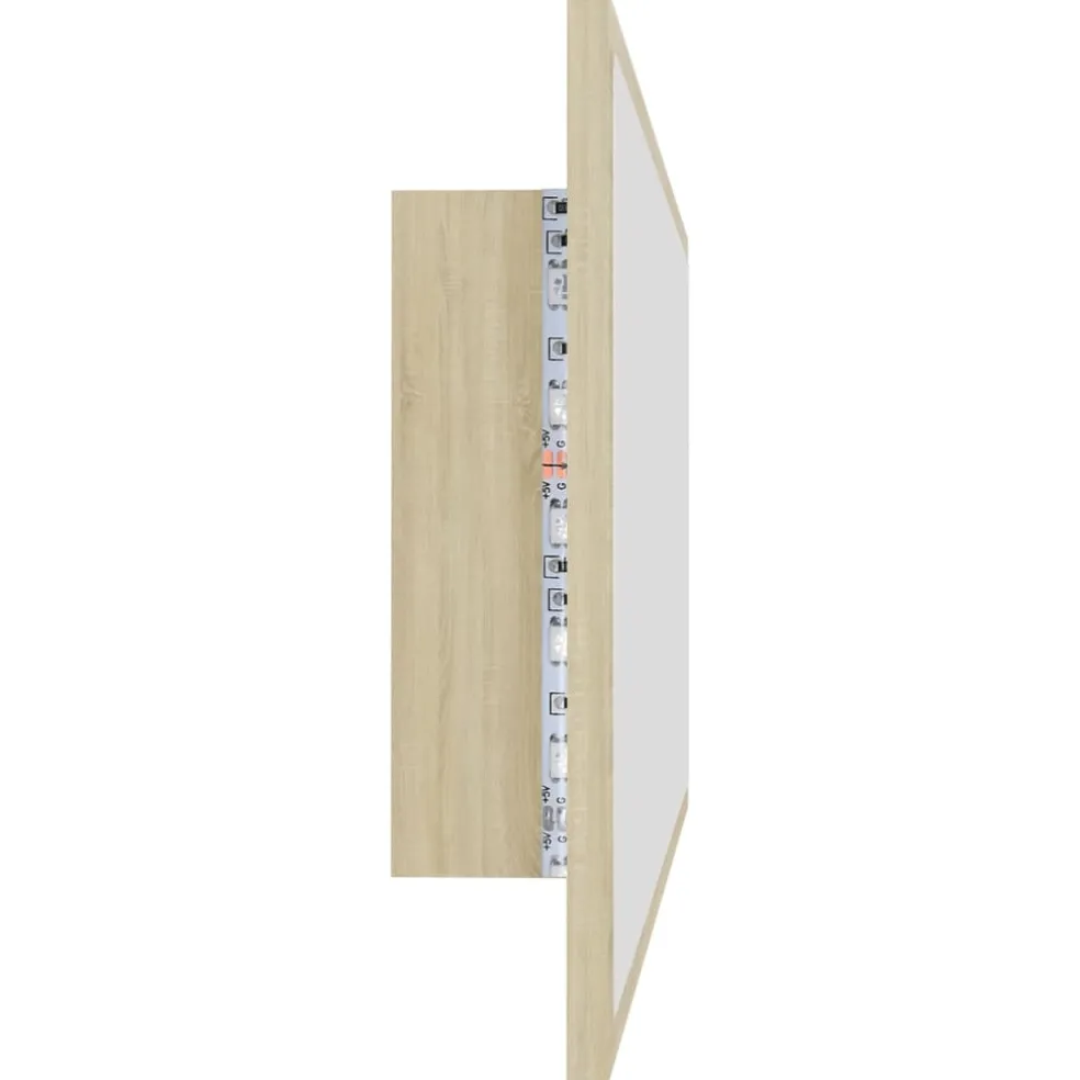 vidaXL Badkamerspiegel LED 100x8,5x37 cm acryl sonoma eikenkleurig